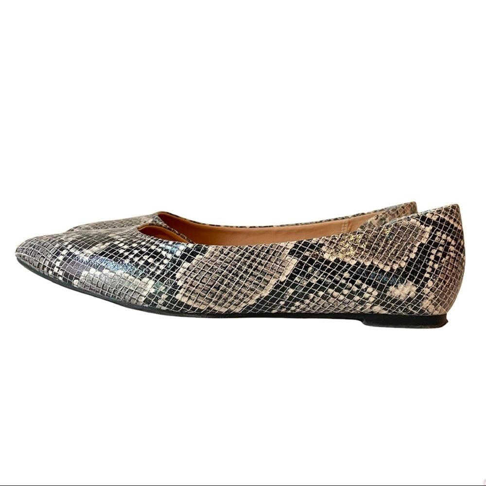 🌀 Snakeskin Pointed Toe Ballet Flats Size 6.5 (fits 7)